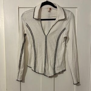 Pilcro White Shirt with Black Accents